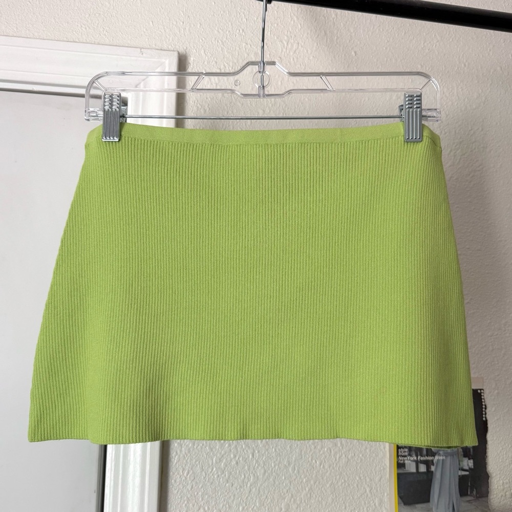 NWT BYDEE green rib knit chunky beach resort‎ summer mini skirt